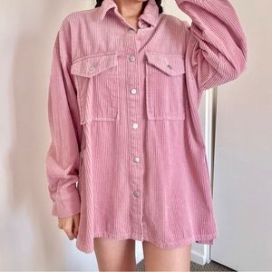 Oversized Utility Pink Corduroy Forever 21 Buttoned Jacket